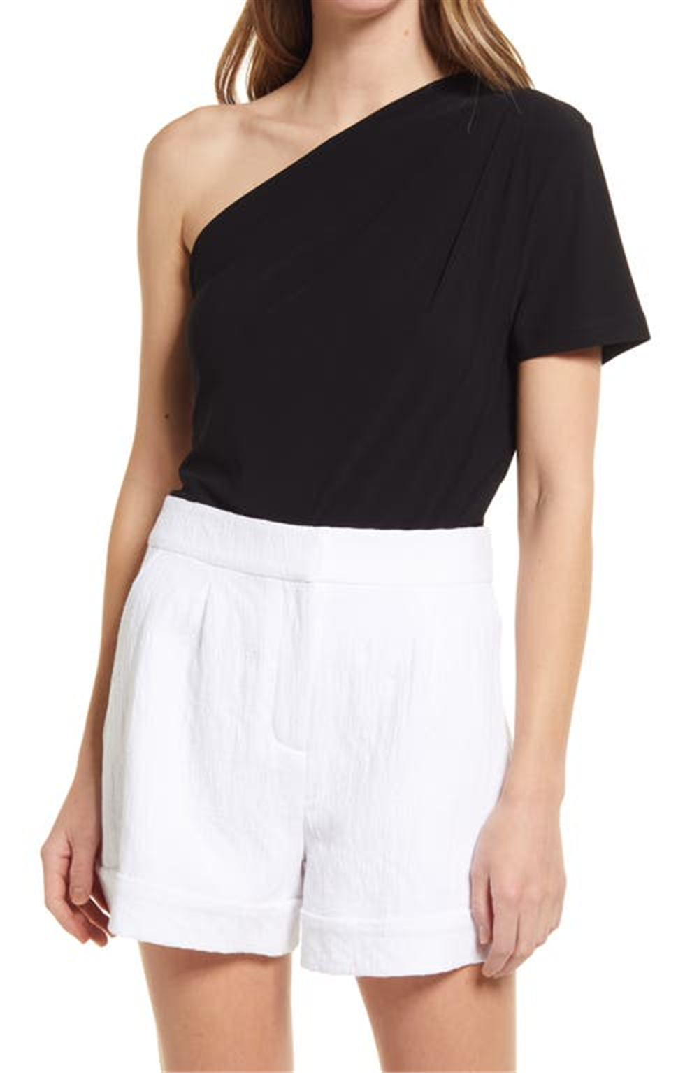 Halogen(R) Halogen Knit Top de um ombro só em preto, tamanho grande