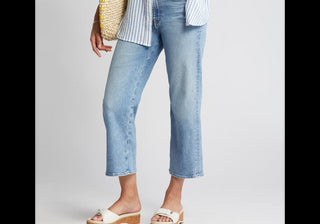 Camisa xadrez de algodão Caslon, listrada em azul-petróleo rosa marfim, tamanho médio