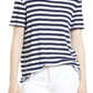 Camiseta Caslon(R) de algodão com decote redondo e listras brancas e azul-marinho, tamanho XS, da Nordstrom