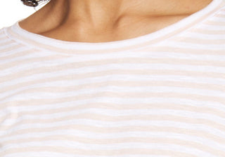 Camiseta Caslon Feminina Rosa Branca Brooke Listrada Manga Amarrada Tamanho X-G