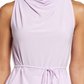 Blusa sem mangas com decote canoa e amarração na cintura, tamanho médio, em flor roxa