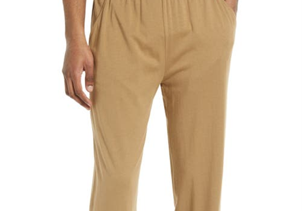 Calça de pijama afunilada de mistura de algodão Open Edit em chumbo bege tamanho extragrande