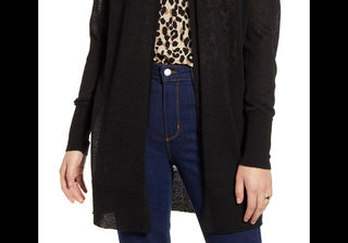 Cardigan Halogen com Fenda Lateral Blue Palace - Tamanho Pequeno