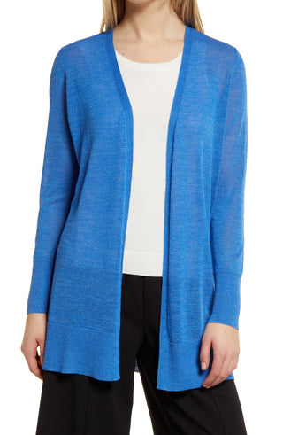 Cardigan Halogen com Fenda Lateral Blue Palace - Tamanho Pequeno
