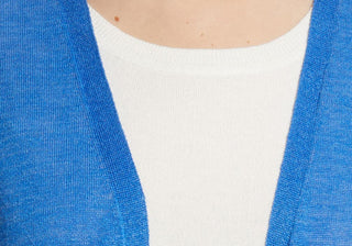 Cardigan Halogen com Fenda Lateral Blue Palace - Tamanho Pequeno
