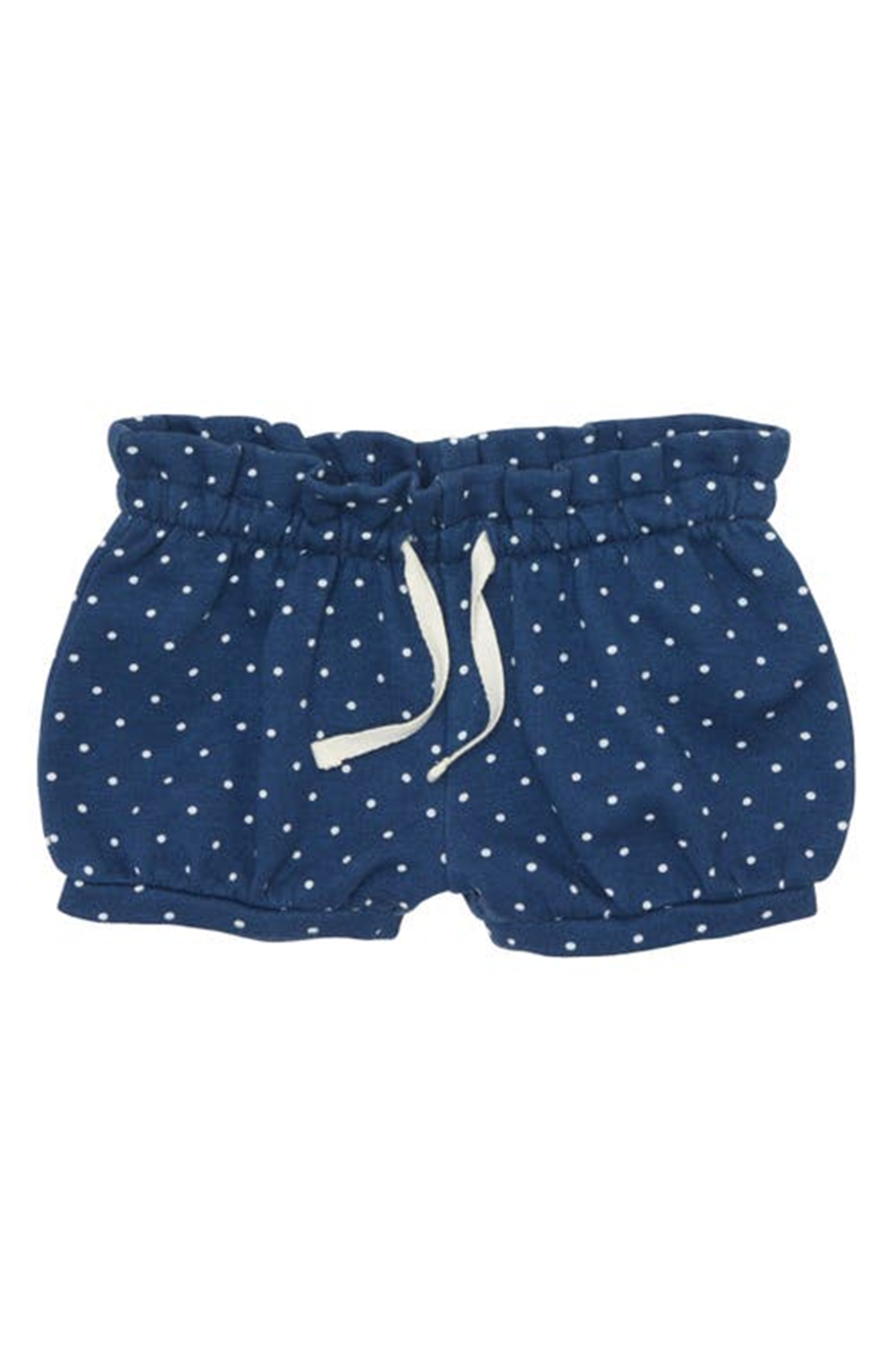 Shorts Tucker + Tate Ruffle Bubble em jeans azul marinho com bolinhas tamanho 9M