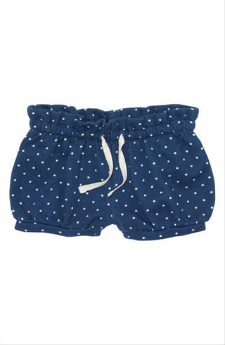 Shorts Tucker + Tate Ruffle Bubble em jeans azul marinho com bolinhas tamanho 9M