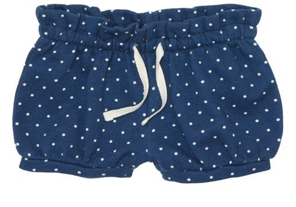 Shorts Tucker + Tate Ruffle Bubble em jeans azul marinho com bolinhas tamanho 9M