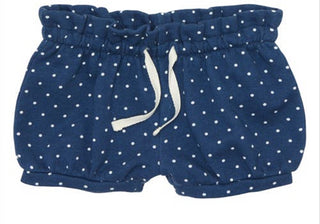 Shorts Tucker + Tate Ruffle Bubble em jeans azul marinho com bolinhas tamanho 9M