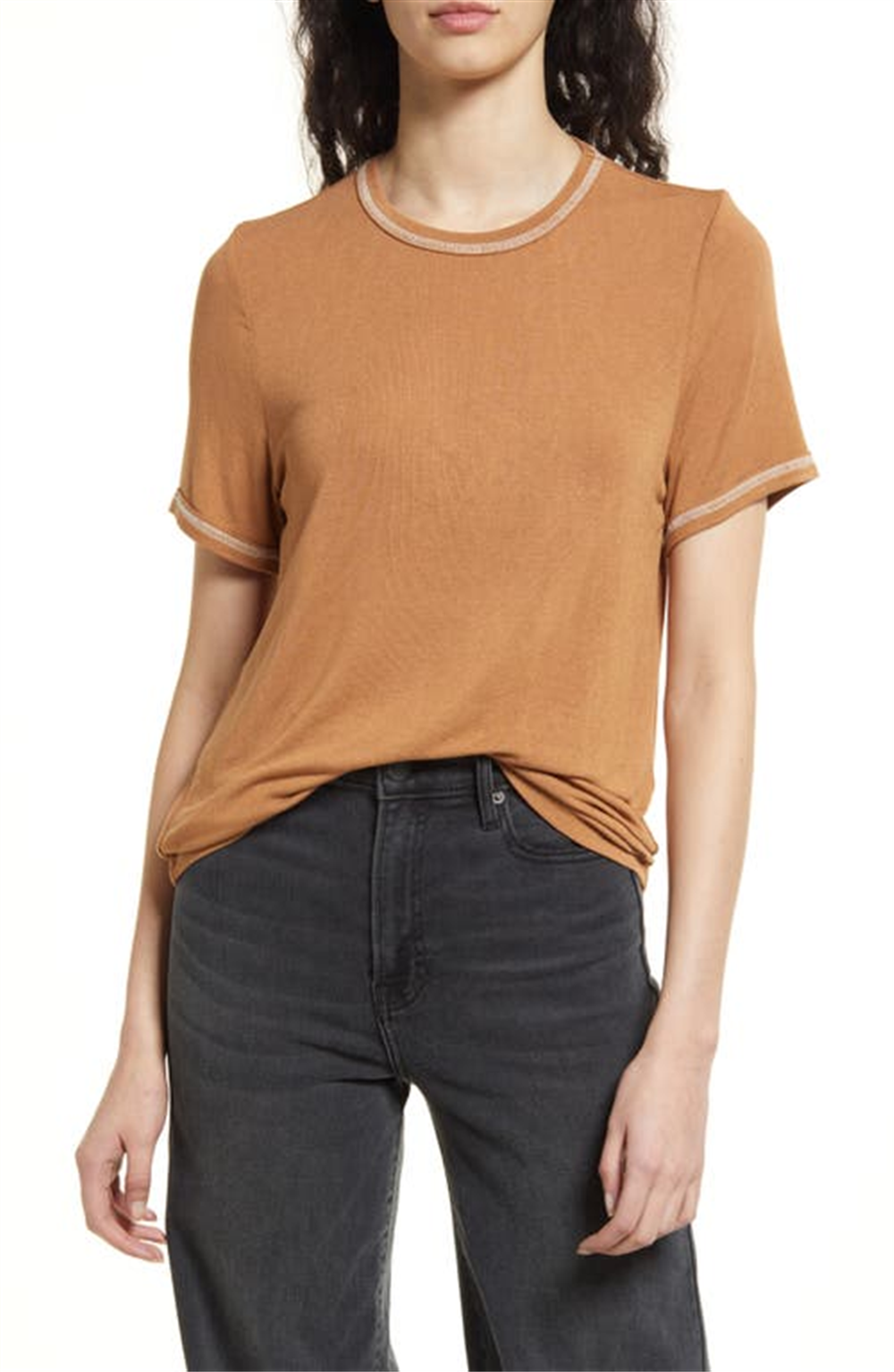 Camiseta feminina Treasure &amp; Bond Tan Thrush-Ivory Dove tamanho X-S