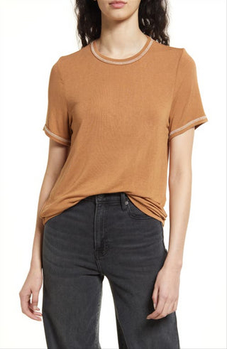 Camiseta feminina Treasure &amp; Bond Tan Thrush-Ivory Dove tamanho X-S