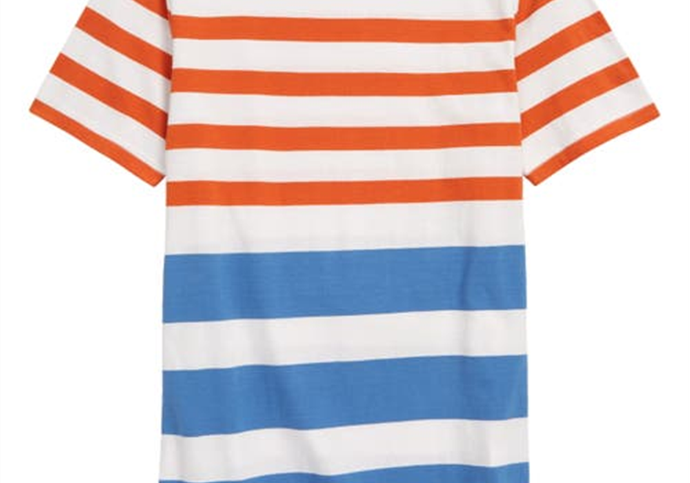 Camiseta infantil listrada Nordstrom - Listra cinza-neblina - Tamanho G