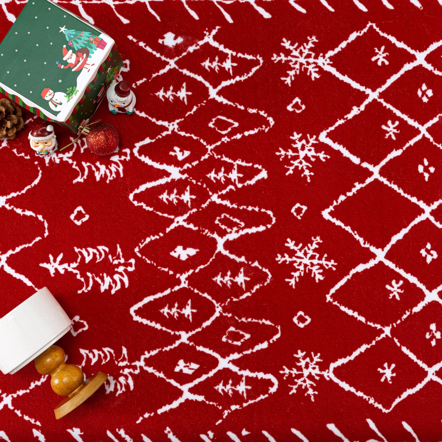 Tapetes de Natal vermelhos BERTHMEER 2x6 - antiderrapantes e laváveis ​​para ambientes internos