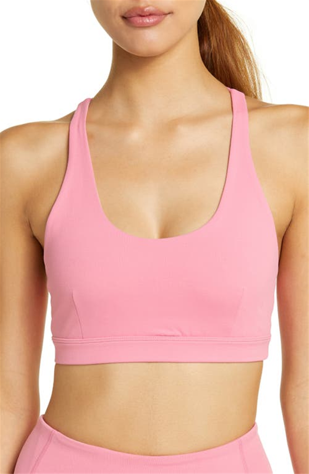 Sutiã esportivo feminino Zella Chateau Live In com tiras rosa, tamanho grande