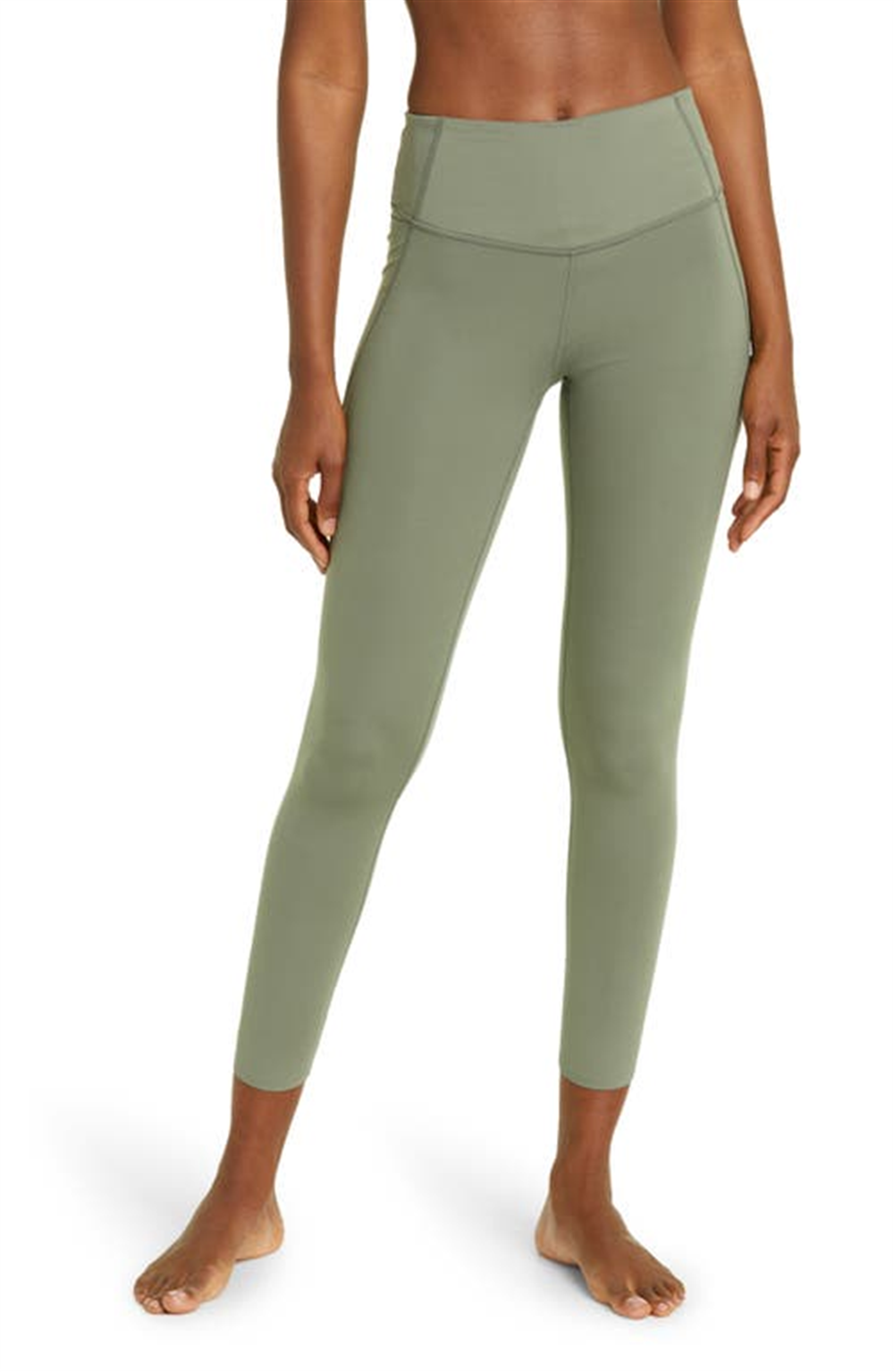 Legging Zella Feminina Verde Agave Cintura Alta Studio Lite Bolso 7/8 Tamanho X-S