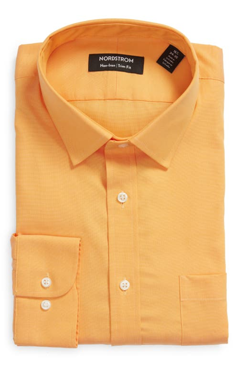 Camisa social Nordstrom Trim Fit, sem necessidade de passar, na cor laranja, tamanho 16 a 32