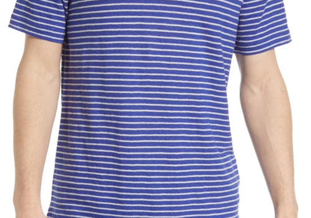 Polo de linho Johnny Collar - Azul C Tioga Stripe Tamanho XXL