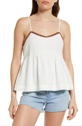 Regata peplum com acabamento em contas marfim feminina Treasure &amp; Bond tamanho grande