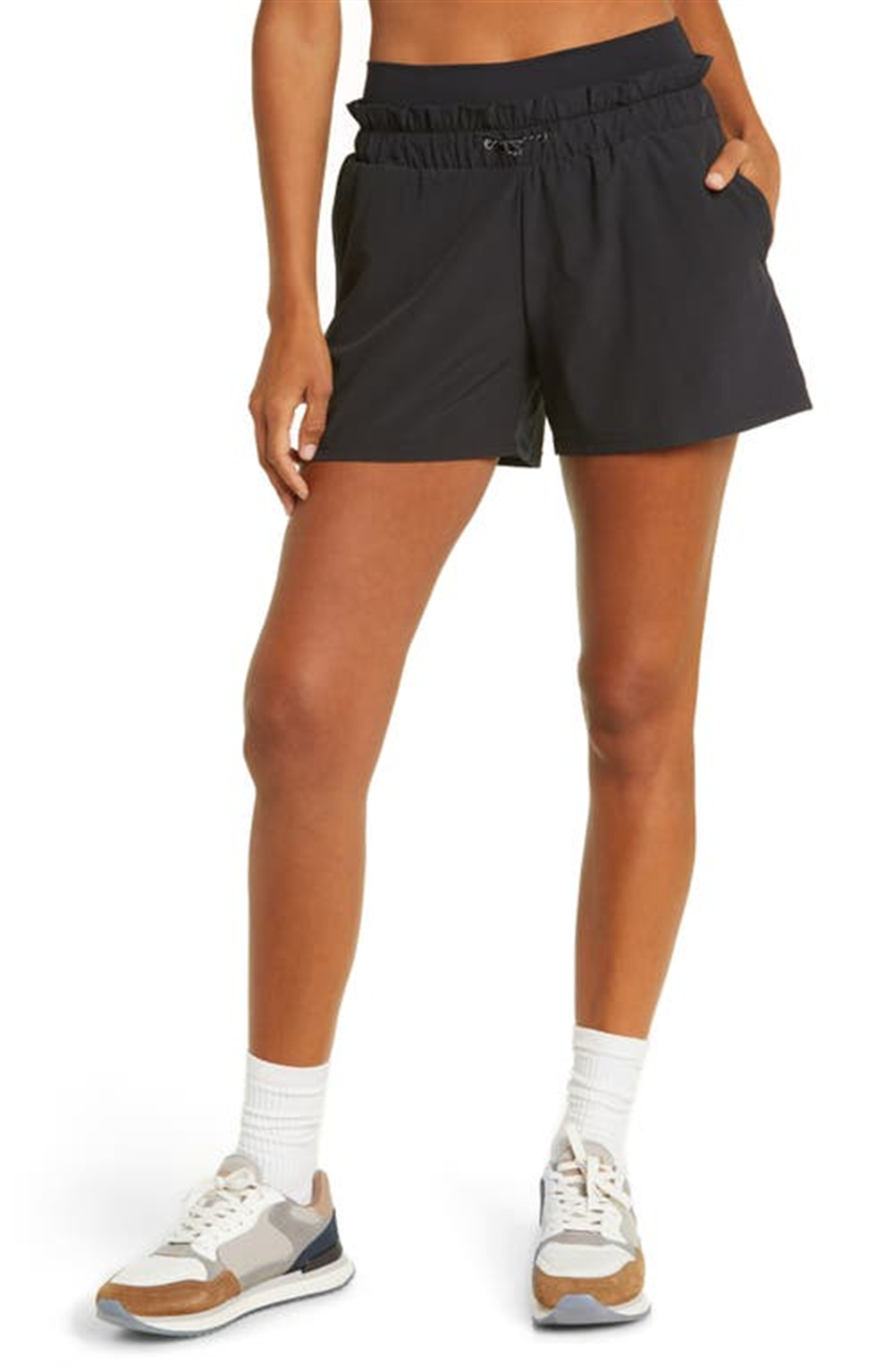 Shorts franzidos pretos femininos Zella, tamanho médio