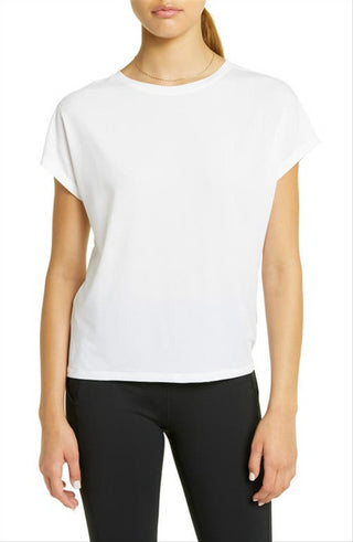 Camiseta Zella Studio branca com costas torcidas, tamanho X-S