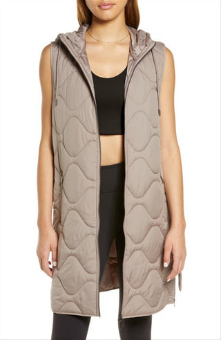 Colete longo acolchoado com cinto Zella feminino, tamanho extrapequeno