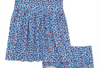 Conjunto de vestido e pantalonas Tucker + Tate Blue Animal Dot com mangas esvoaçantes - Tamanho 6M