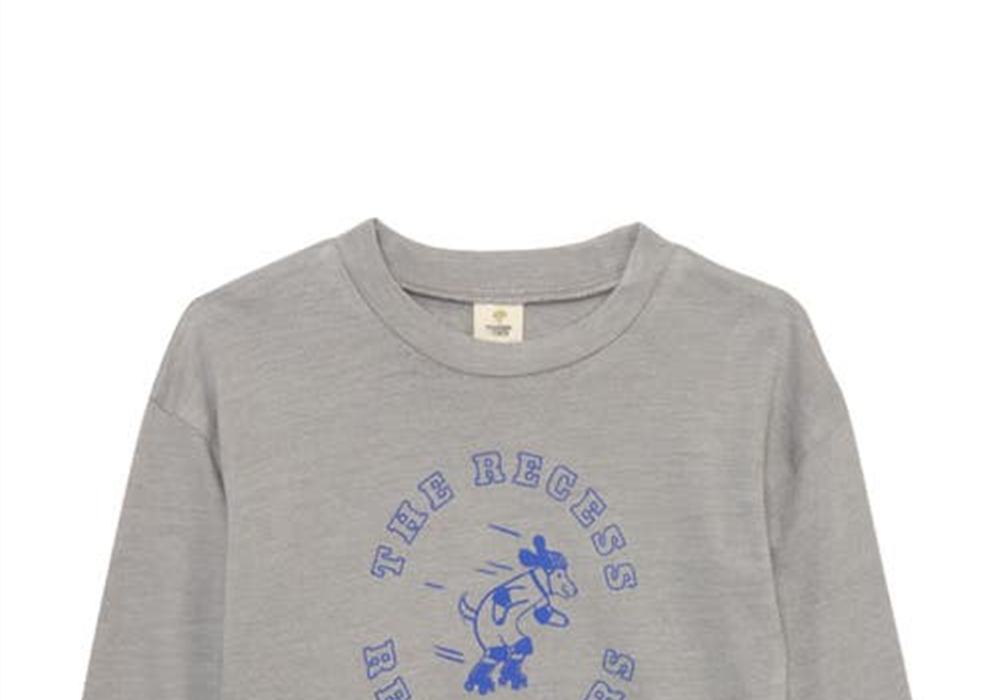 Camiseta gráfica Tucker + Tate em liga cinza mesclada com recesso tamanho cachorro 9m