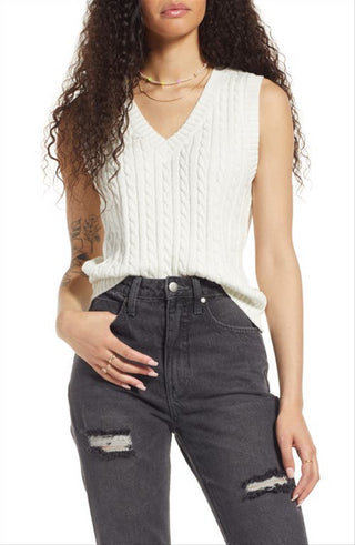 Colete de malha trançada Ivory Bp. - Tamanho Grande