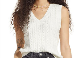 Colete de malha trançada Ivory Bp. - Tamanho Grande