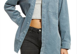 Camisa de botões de veludo cotelê de algodão elástico inclusivo Bp. Gender, tamanho XS, na cor azul Citadel