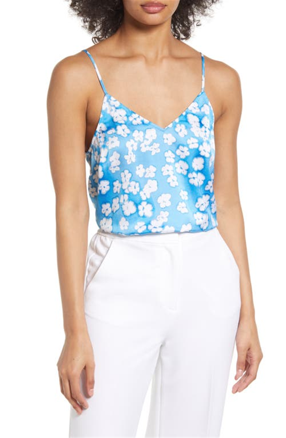 Camisola Halogen(R) Woven em azul e branco Sun Dye Blooms tamanho X-S