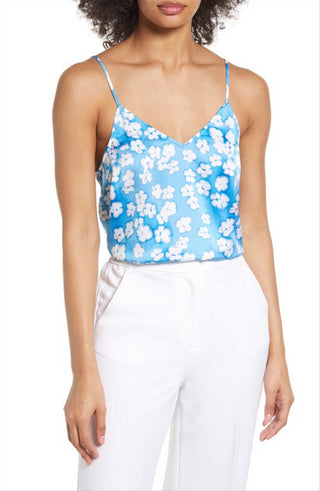 Camisola Halogen(R) Woven em azul e branco Sun Dye Blooms tamanho X-S
