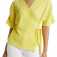 Blusa Halogen Plissé Wrap - Amarelo Celandine - Tamanho Grande