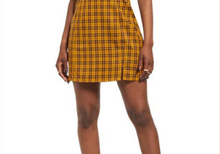 BP. Minivestido Preppy Tecido Marrom Xadrez Tamanho Grande