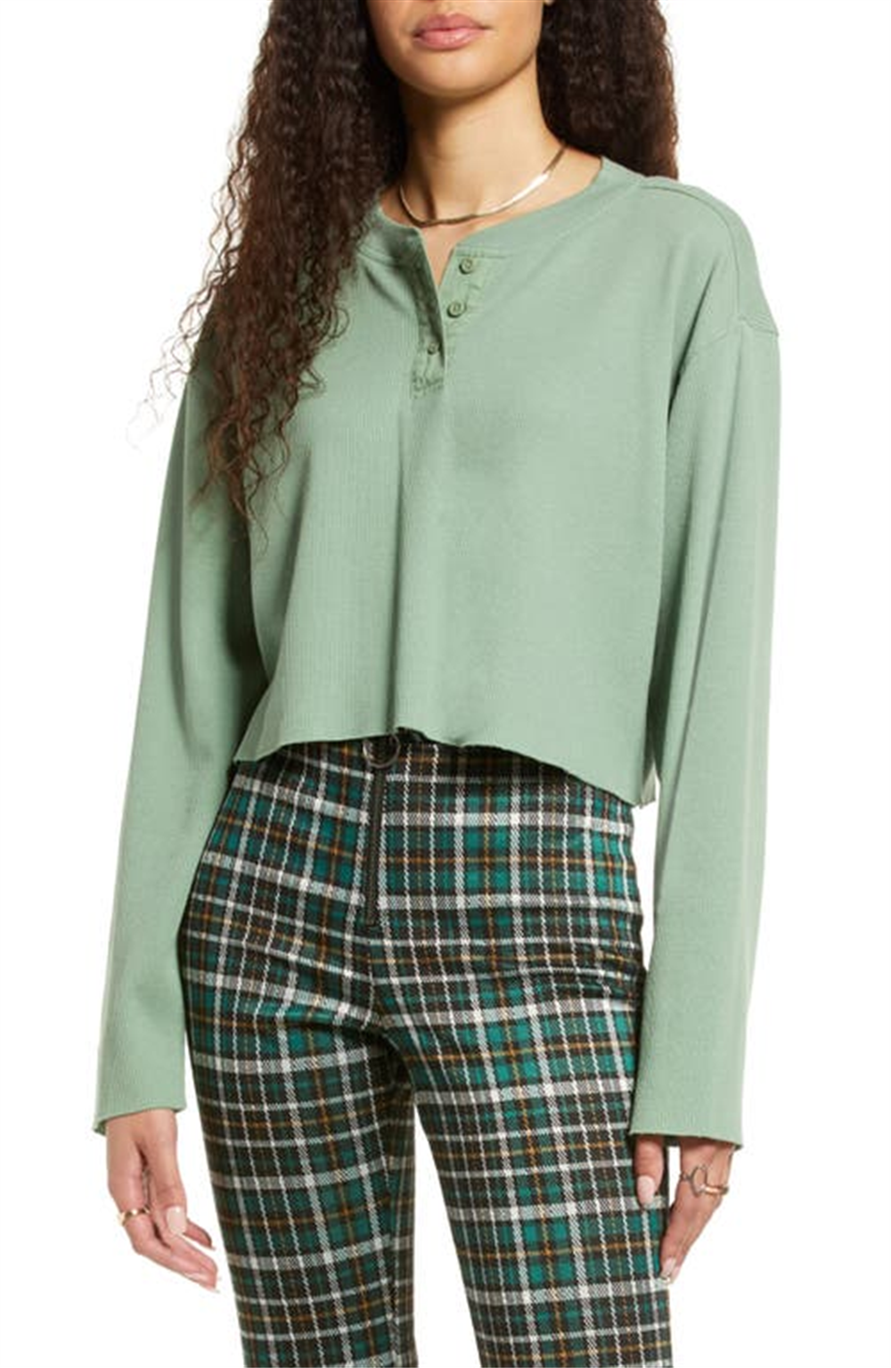 Bp Thermal Henley em Green Hedge - Mistura de algodão tamanho grande