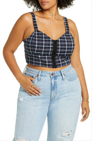 BP. Regata espartilho xadrez grosso azul marinho feminino tamanho 1X