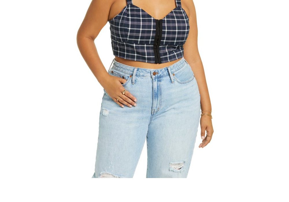 BP. Regata espartilho xadrez grosso azul marinho feminino tamanho 1X