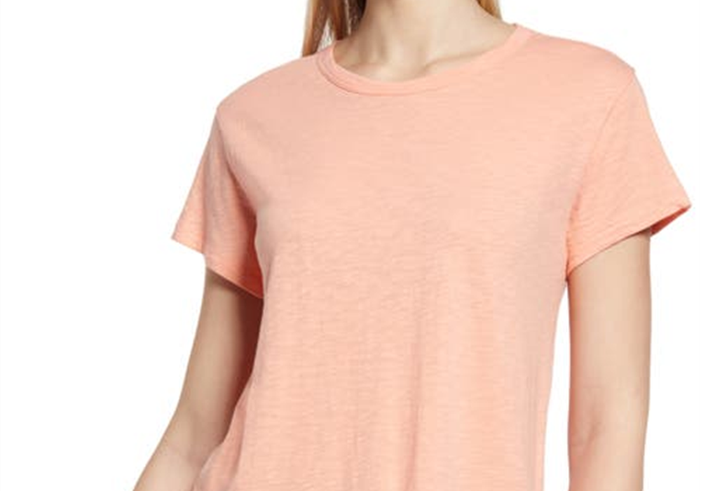 Camiseta Peplum Caslon(R) em Rosa Coral Tamanho X-G