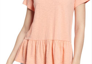 Camiseta Peplum Caslon(R) em Rosa Coral Tamanho X-G