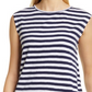 Blusa Caslon de algodão com amarração nas costas e manga curta, tamanho extrapequeno, azul-marinho, com listras brancas