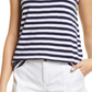 Blusa Caslon de algodão com amarração nas costas e manga curta, tamanho extrapequeno, azul-marinho, com listras brancas
