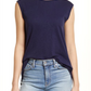 Blusa Caslon com amarração nas costas e manga curta em azul marinho - tamanho X-S