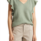 Blusa Caslon Verde Dune com decote em V e mangas franzidas, tamanho extrapequeno
