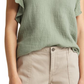 Blusa Caslon Verde Dune com decote em V e mangas franzidas, tamanho extrapequeno