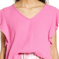 Blusa Caslon com decote em V e mangas com babados, tamanho médio, na cor rosa Ibis - Nordstrom
