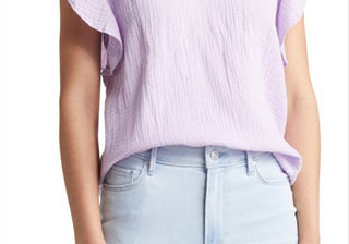 Blusa Caslon grande com decote em V e mangas com babados em flor roxa