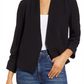 Blazer preto halógeno de tamanho médio com frente aberta