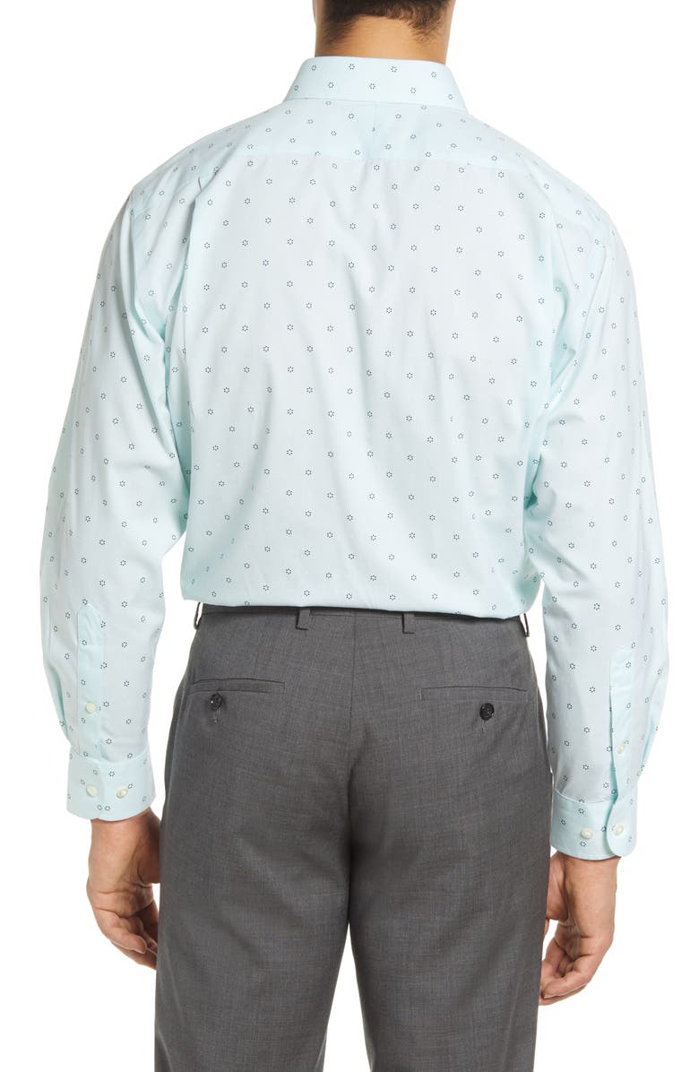Camisa social Nordstrom Green Uni Geo Flowers - Tamanho 15-32, ajuste tradicional, não passável