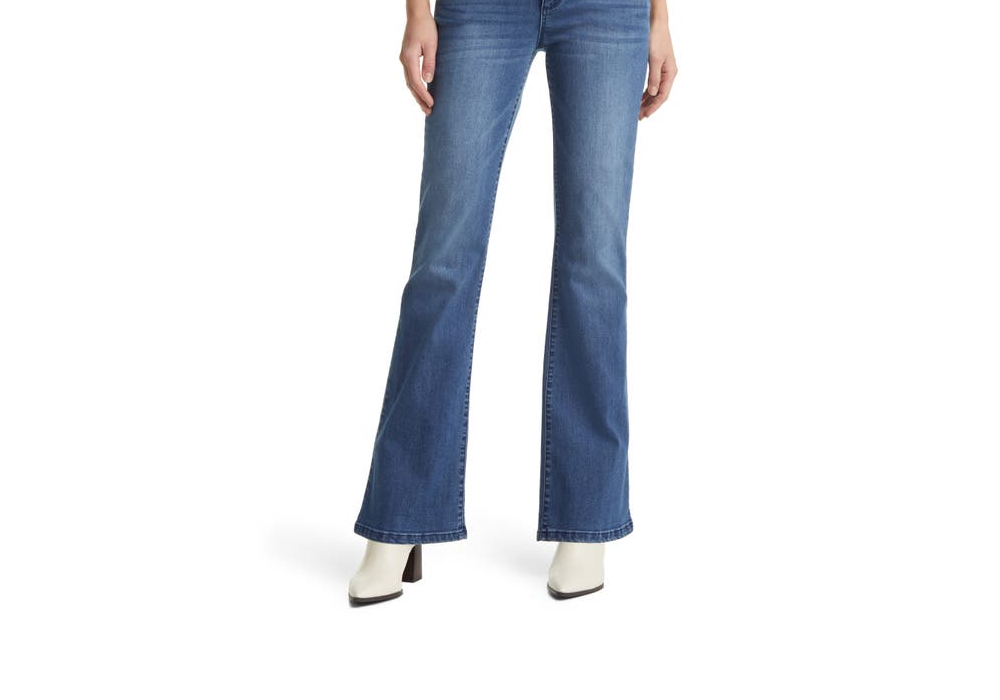 Calça jeans feminina Caslon azul cintura alta flare tamanho 16