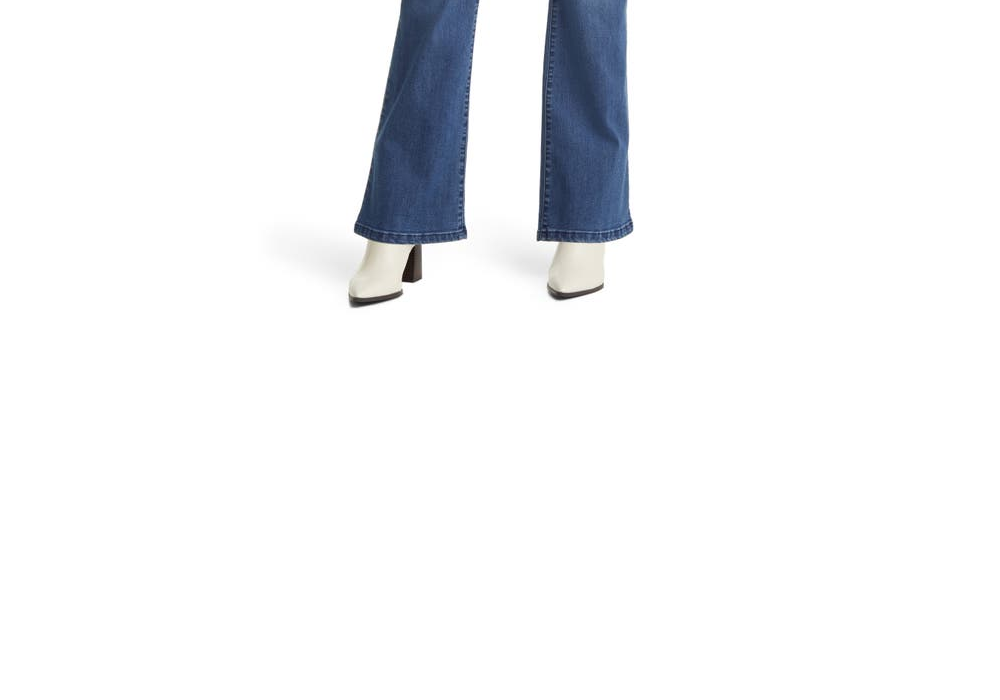 Calça jeans feminina Caslon azul cintura alta flare tamanho 16